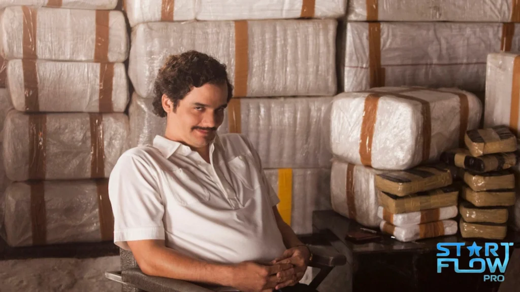 Wagner Moura como Pablo Escobar — um narcotraficante colombiano